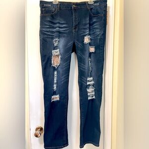 Lucky Blessed L&B Denim Stretch Jeans Distressed Embellished Sequin Plus Size 20